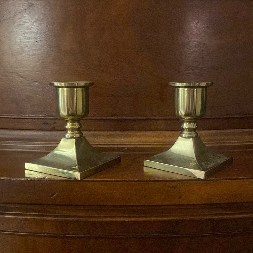 Brass pair of candle holders